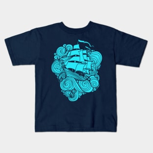 Swirling Seas & Ship Shape Kids T-Shirt